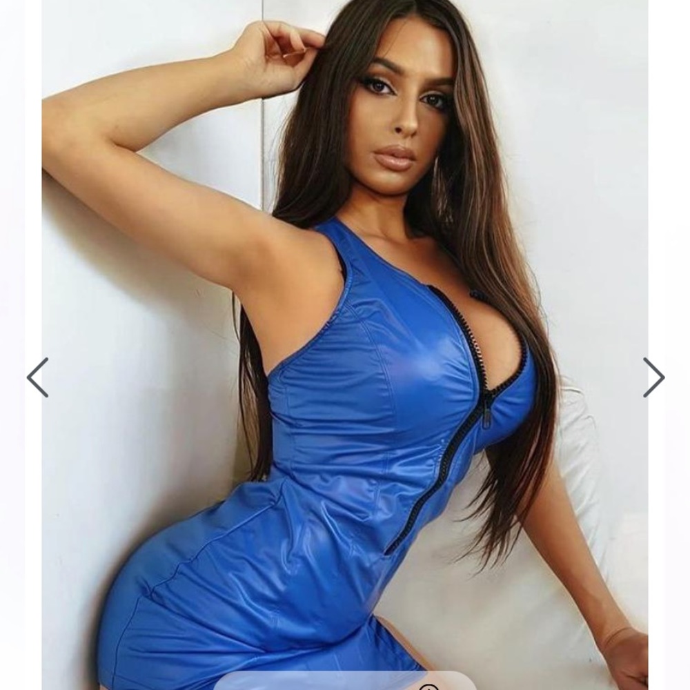 Latex type material mini dress
